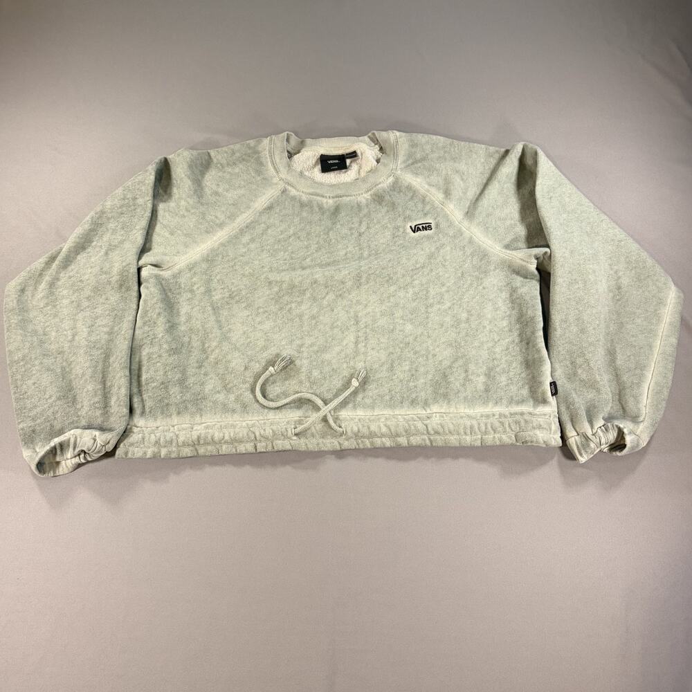 Vans Sweatshirt Womens Large Green Pull Over Fleece Crew Neck Off the Wall
